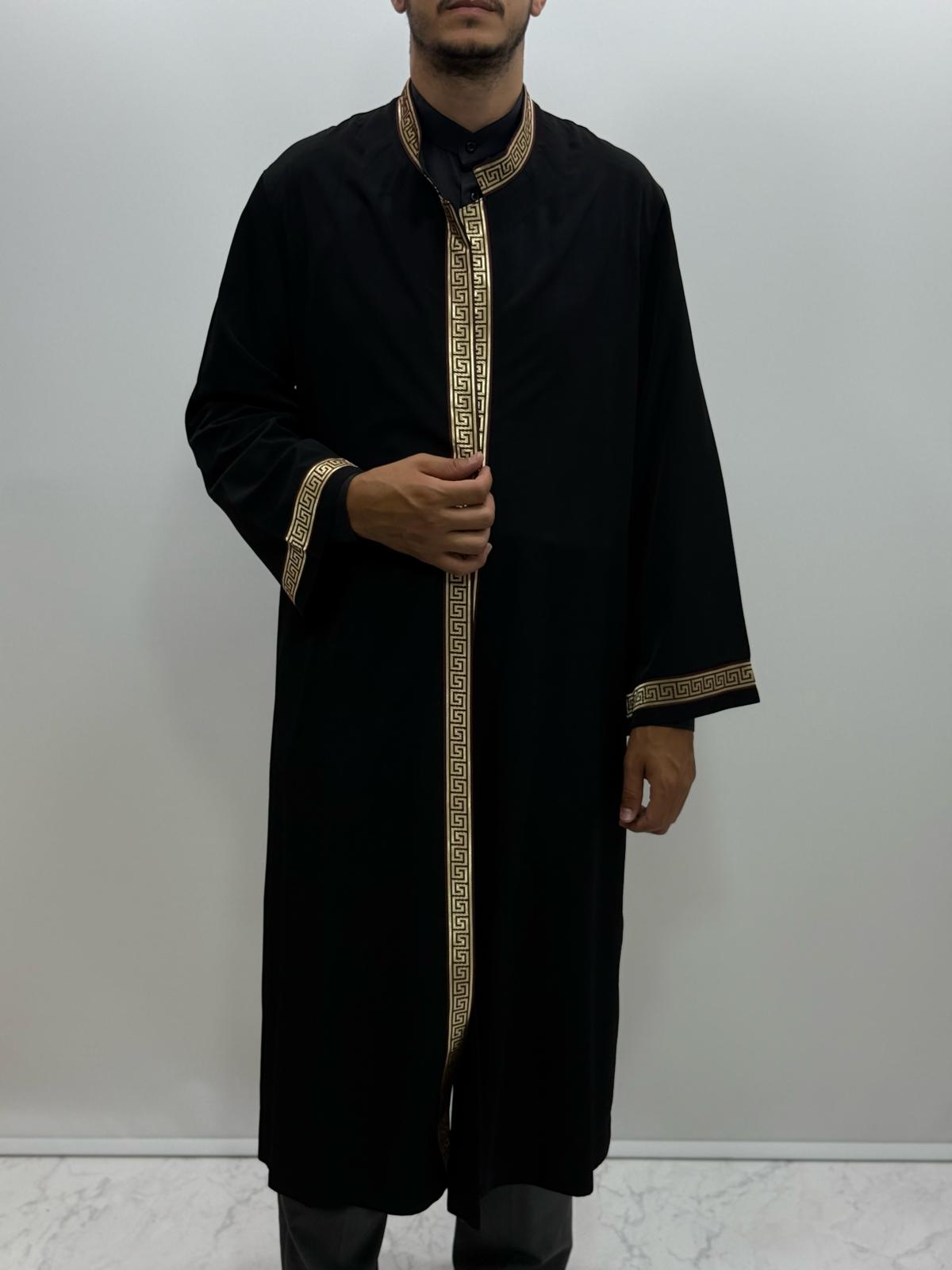Sarı Sırmalı Siyah İmam Cübbesi